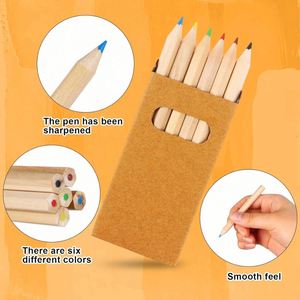 Ensemble de crayons de couleur miniatures promotionnels de 3,5 pouces, logo personnalisé, crayons de couleur en bois avec boîte en papier kraft - Product Image 3
