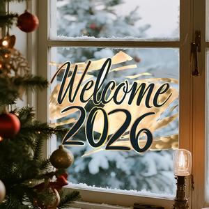 Pegatinas de Pared de Bienvenida para el Año Nuevo 2026, Decoración de Vidrio Visible por Ambos Lados para Tiendas, Salas de Estar y Festivales - Product Image 3