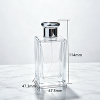 Flacon pulvérisateur de parfum en verre transparent carré de 100 ml, rechargeable, à fond épais, atomiseur de parfum, vente en gros