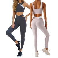 Aoyema Nouvelle couleur de contraste haute élastique antichoc soutien-gorge de sport vêtements d'entraînement en vrac personnaliser Gym sous-vêtements femmes course Yoga ensemble