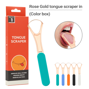 Brosse de nettoyage de langue en cuivre avec poignée antidérapante pour éliminer la mauvaise haleine Grattoirs de langue en acier inoxydable de qualité médicale - Product Image 4