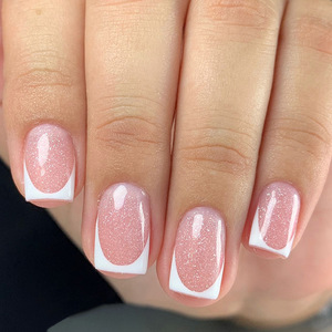 Venta al por mayor de 24 <span class=keywords><strong>uñas</strong></span> postizas de lujo, estilo francés sencillo, colección corta, hechas a medida a máquina para dedos. - Product Image 4