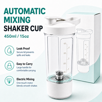 Bouteille shaker électrique rechargeable USB-C 450 ml, mélangeur automatique de poudre protéinée avec échelle, couvercle sport, logo personnalisé, vente en gros