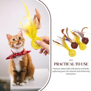 ของเล่นแมวแบบขายส่ง ทำจากหวายและขนนก เป็นมิตรกับสิ่งแวดล้อม ทนทาน เหมาะสำหรับลูกแมว ของเล่นสำหรับกัดแทะ - Product Image 6