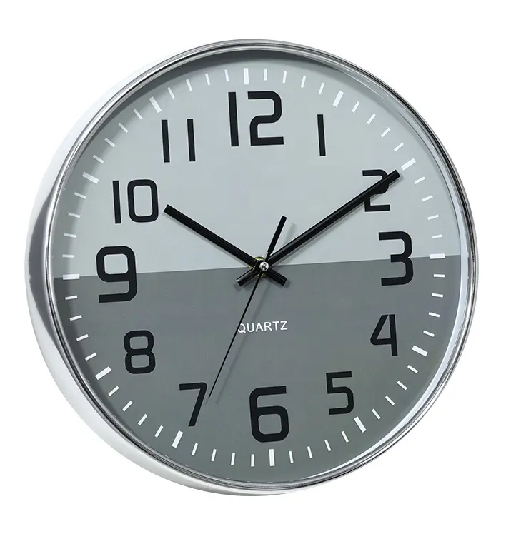 12 inch electroplating silver frame plastic wall clock