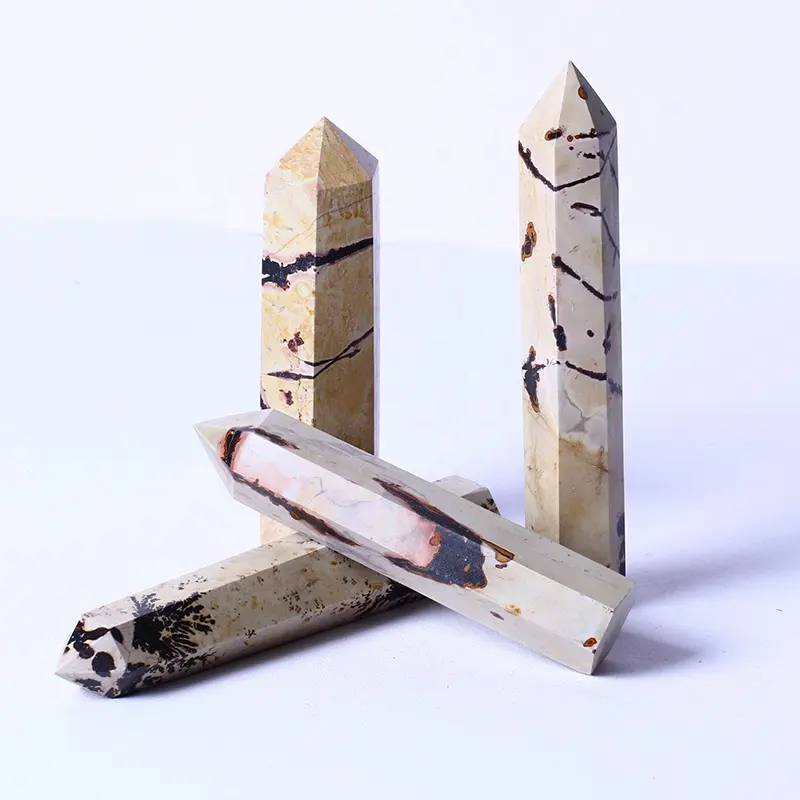 Wholesale High Quality Natural Crystals Healing Obelisk Gemstone Picture Jasper Stone Tower Point Decoration For Collection