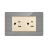 Interruptores de pared estándar americano FIKO 118 tipo gris + oro Panel de acero inoxidable 15A/20A/45A interruptores eléctricos de luz para el hogar