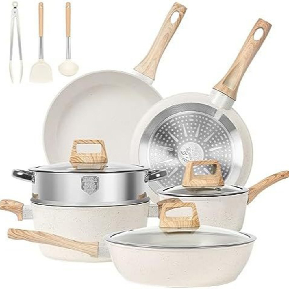 Wholesale High Quality Best Price Luxury White Granite Non Stick Cookware Set Aluminum Cooking Pots and Pans for Kitchen · image 5