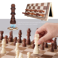 Ensemble d'échecs de voyage en bois en gros 2-en-1 : Échecs et dames magnétiques pliables pour adultes et enfants