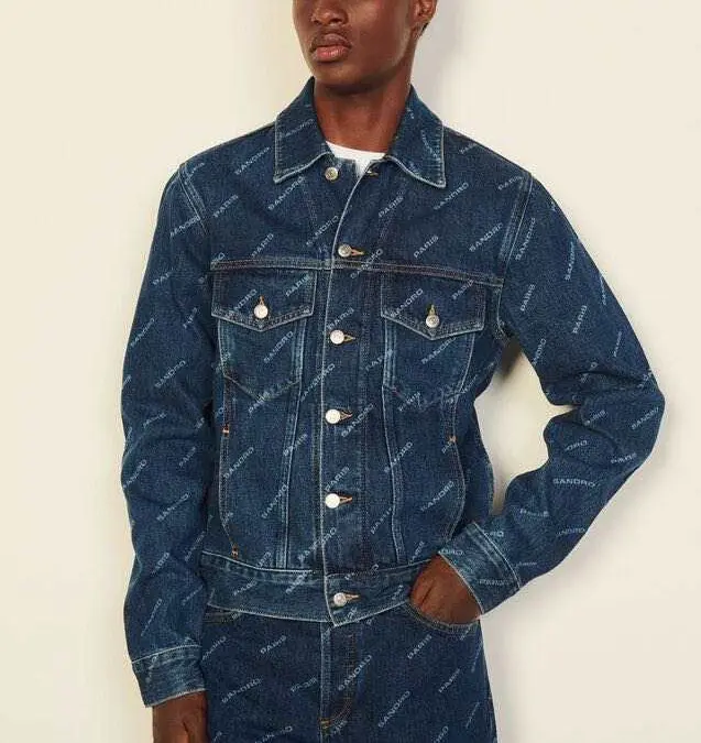 Custom 100% cotton high quality laser engrave print unisex denim jumpsuit blue jeans and jacket for men