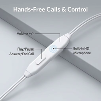 Écouteurs intra-auriculaires filaires 3,5 mm avec micro intégré et commande à une touche, écouteurs stéréo universels avec basses profondes pour smartphones et lecteurs MP3