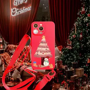 Para IPhone 15 promax Christmas Phone case viene con una correa iPhone 15 P/14Pro/13