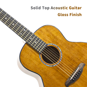 Guitarra Acústica de 36 Pulgadas con Tapa Sólida, Acabado Brillante, Tapa de Abeto Sólido, Incrustaciones de Concha Cruzada, Guitarra de Viaje, Venta al por Mayor - Product Image 3
