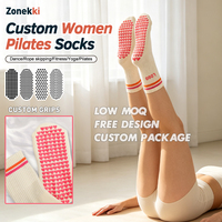 Chaussettes de Pilates personnalisées ZONEKKI pour femmes, antidérapantes, respirantes, à séchage rapide, avec points en silicone