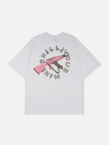 <b>White</b> Oversized Men T Shirt Short Sleeve O Neck 100% Cotton Letter Printed Knitted Tee Casual Streetwear - Product Image 2