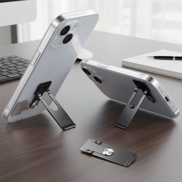 Ultra Thin Stick-On Adjustable Phone Kickstand, 360° Rotating Metal Universal Kickstand for Phone Case, Stable Hands-Free Holder