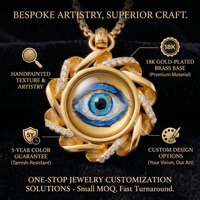 Spirituele Evil Eye-hanger ter bescherming |   Gouden messing bedel voor DIY sieraden |   Eeuwige Halo Emaille Talisman