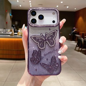 Funda de Teléfono con Pedrería y Mariposas para Mujer/Niña, Compatible con <span class=keywords><strong>iPhone</strong></span> 17 <span class=keywords><strong>Pro</strong></span> <span class=keywords><strong>Max</strong></span>, 17 Air, 16, 15, 14, <span class=keywords><strong>13</strong></span>, 12, Diseño Degradado Naranja Brillante de Lujo - Product Image 4