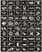 Autocollants de tatouage Henna, petite image, à paillettes, pochoirs de tatouage, pour peinture corporelle, 12 pièces, populaire
