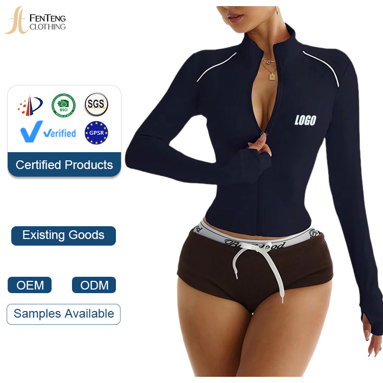 Under Lulu Custom Long-Sleeve Sports Top Cardigan Quick-Dry Yoga Jacket Color-Block Zipper Waist-Cinching Short Jacket Front