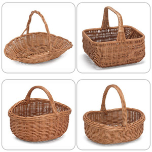 Panier en osier fleuri avec poignée, paniers de jardin pour la décoration de la maison, acceptant les commandes OEM - Product Image 2