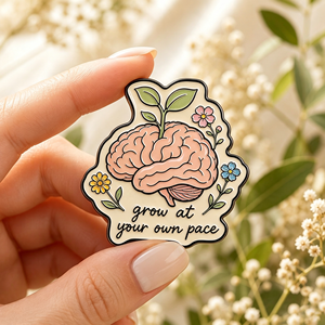 Gran Oferta: Pins de Metal Esmaltados Motivacionales al por Mayor, con Diseños de Dibujos Animados, Flores y Cerebro, para Decoración y Salud Mental - Product Image 1