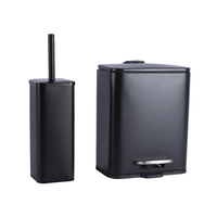 Poubelle Ménage Compact 5L Poubelle à Pédale Métal Rectangle Poubelle Brosse de Toilette et Poubelle avec Couvercle Souple