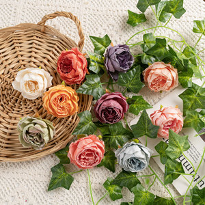 Têtes de fleurs de pivoine artificielles Thousand Summer, réalistes, pour décoration intérieure, bouquet de mariage, décoration murale, 8 couleurs mélangées - Product Image 1