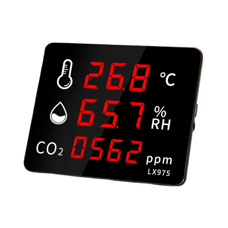 Sensor de CO2 digital LED LX975, detección de aire, medidor de humedad y dióxido de carbono y temperatura, monitor de calidad del aire