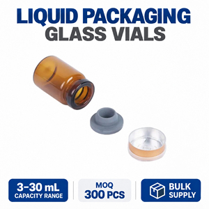 Flacon d'injection en verre transparent/ambre de 2 ml, 5 ml, 10 ml, flacon en verre neutre/bas borosilicaté avec bouchon en caoutchouc - Product Image 2