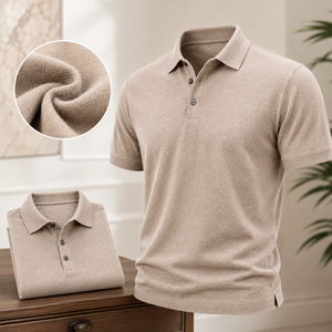 Polo de Cachemira para Hombre, Mezcla de Cachemira, Tejido de Punto, Manga Corta, Suave, Ligero, Lujoso, Informal, para Negocios, Golf, con Logotipo Personalizado - Product Image 2
