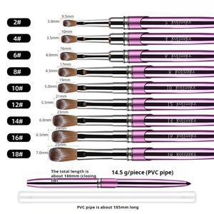 Pure Kolinsky Acrylic Nail <b>Brush</b> Custom Private Logo Golden Metal Handle <b>Round</b> Flat Head 3D <b>Brush</b> - Product Image 4