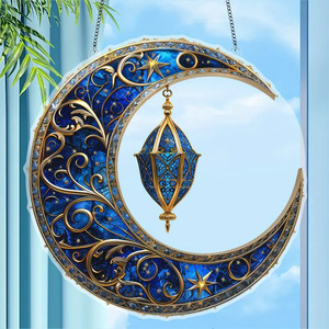 Ornamen Gantung Ramadan 2026 Kareem, Hiasan Pintu Islami Arab, Hadiah Ramadan dengan Lampu Bulan untuk Perlengkapan Pesta - Product Image 2