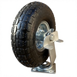 <span class=keywords><strong>Roue</strong></span> pivotante pneumatique fixe de 6/8/10 pouces en acier et mousse de polyuréthane, capacité 300 lb, avec frein latéral pour brouettes - Product Image 1