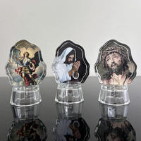 Nouveau cadeau de baptême religieux en verre Saint-Joseph avec base lumineuse MH-G0494