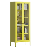 Armoire de rangement en acier à porte unique en verre Armoire à vêtements en métal