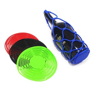 Sac de transport en silicone pour bouteille de vin et bouteille d'eau, avec dessous de verre et panier en filet pour voyages et pique-niques - Product Image 4
