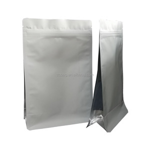 32 oz blanc refermable étanche à l'humidité <span class=keywords><strong>papier</strong></span> <span class=keywords><strong>Kraft</strong></span> pochette à fond plat Nutrition poudre café <span class=keywords><strong>poche</strong></span> fermeture éclair sens unique dégazage 500g sac - Product Image 6