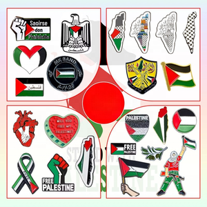 Venta Directa de Fábrica, Múltiples Diseños, Insignias Metálicas de Palestina, Pegatinas para Teléfono, <span class=keywords><strong>Broches</strong></span>, Pin de Solapa, Pin Personalizado con Mapa y Bandera de Palestina, Regalos - Product Image 3