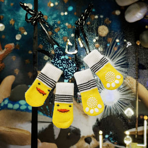 Calcetines Antideslizantes para Perros con Diseño de Pata de Pato de Dibujos Animados, Estilo Moderno, Impermeables, de Algodón, con Agarre, Tejidos, para Mascotas, Gatos - Product Image 5