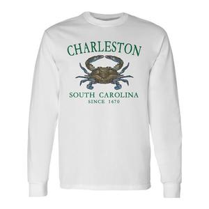 T-shirt à manches longues Charleston South Carolina Blue Crab vert depuis 1670 - Product Image 1