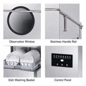 Lavavajillas comercial tipo campana con ciclo de 60 segundos, lavadora eléctrica de utensilios para restaurantes, hoteles y cocinas de catering. - Product Image 4