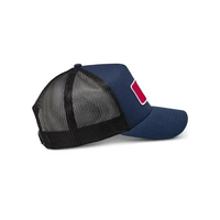 Gorra de running al por mayor, gorra de béisbol de malla azul marino, parche con logo personalizado, transpirable, visera curva, gorras de golf para exteriores