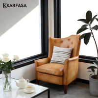 Canapé individuel carré vintage en cuir moderne confortable, salon, hôtel, luxe, mobilier léger pour la maison, personnalisable