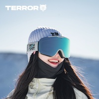 Lunettes de ski magnétiques TERROR HD cylindriques anti-buée pour enfants et femmes, avec clip pour lunettes de myopie, professionnelles pour le snowboard, lentilles en PVC et PC