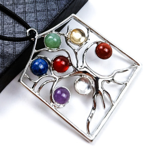 Pendentif décoratif en quartz pour arbre de <span class=keywords><strong>vie</strong></span>, <span class=keywords><strong>7</strong></span> pièces, sculpté à la main, cristal, chakra - Product Image 1