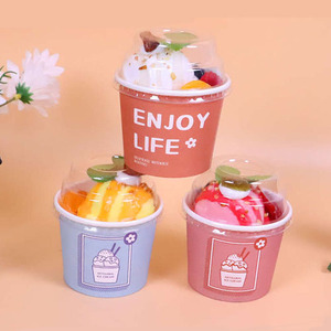 Wholesale Custom Degradable 100ml 150ml 500ml <b>Disposable</b> Cake Dessert Ice Cream Paper <b>Cups</b> with Dome Lid - Product Image 2