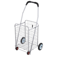 Chariot utilitaire en acier au carbone, revêtement en poudre, non pliable, multifonction, chariot de supermarché, chariot à main, roues universelles en PP