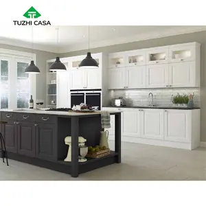 TUZHI CASA 2024现代厨房岛Muebles De Cocina现代厨房家具白色高光Pvc橱柜