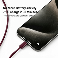 Câble de données tressé en gros pour téléphones portables et ordinateurs portables avec double charge rapide (15-18 W)